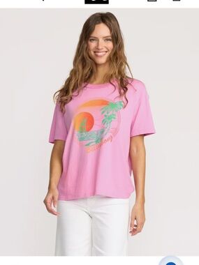 Billabong Pink Tee with Orange Stripe Graphic